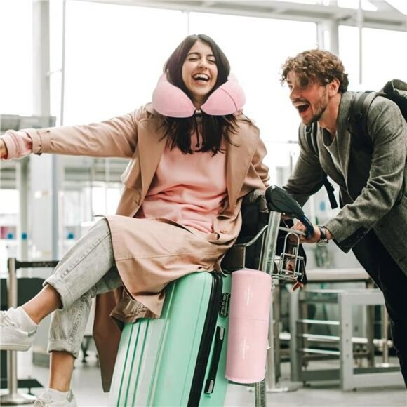 Travel Pillow Blanket Set Memory Foam Neck Support with Eye Mask for Airplane - Picture 5 of 8